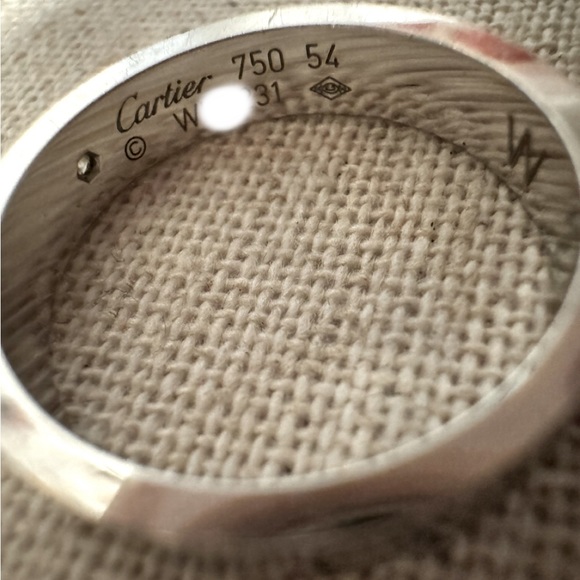 Cartier White Gold One Diamond LOVE Wedding Band Ring - Picture 4 of 5